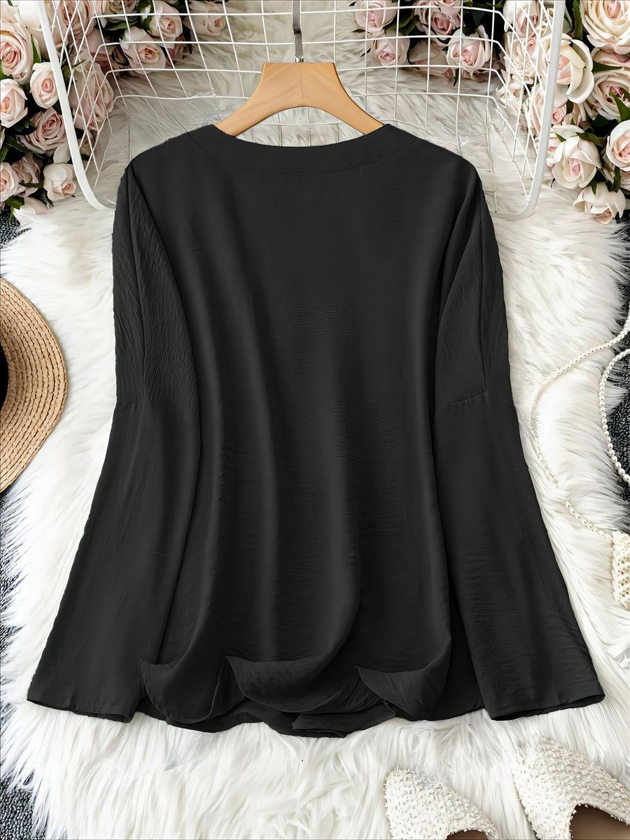 SHAWNA | V NECK AND LONG SLEEVE BLOUSE
