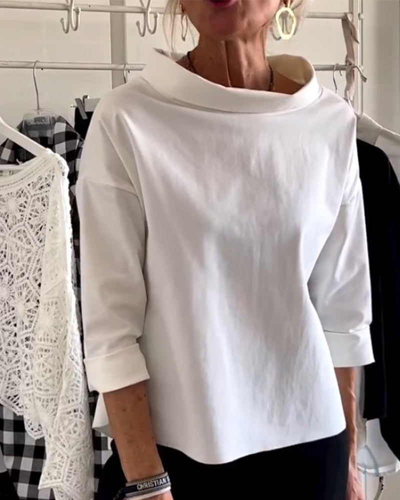 MIRIAM- CASUAL TOP WITH SINGLE-COLOUR LAPEL