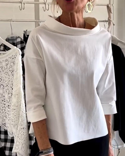 MIRIAM- CASUAL TOP WITH SINGLE-COLOUR LAPEL