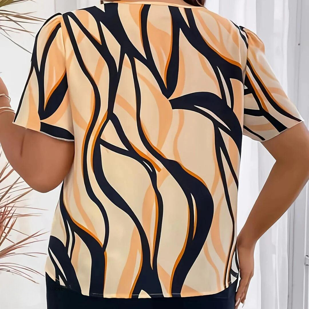 ADELINE | CHIC WOMEN’S BLOUSE SHORT SLEEVE ABSTRACT PRINT