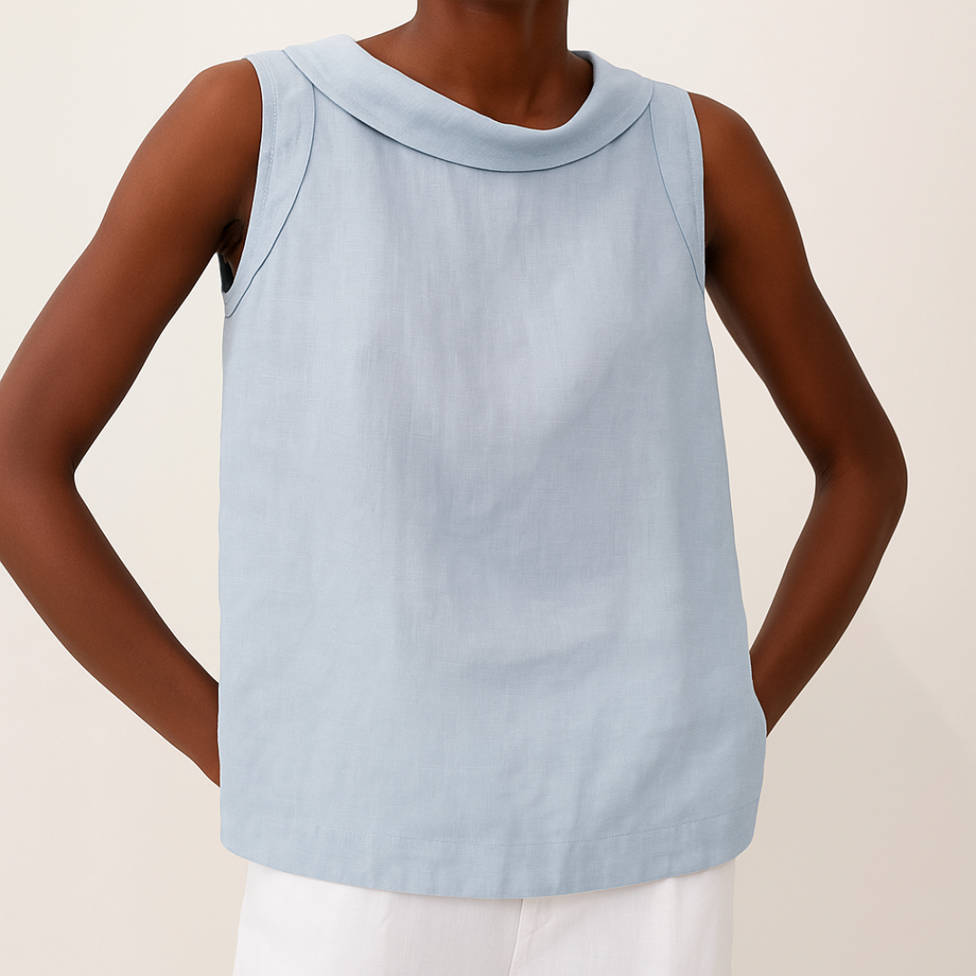 LIVIA I SLEEVELESS LINEN BLOUSE