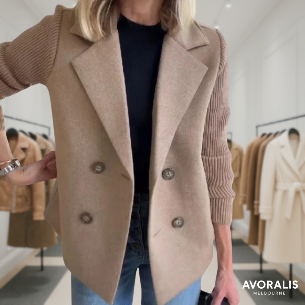 Harper | Button patchwork sleeves casual coat