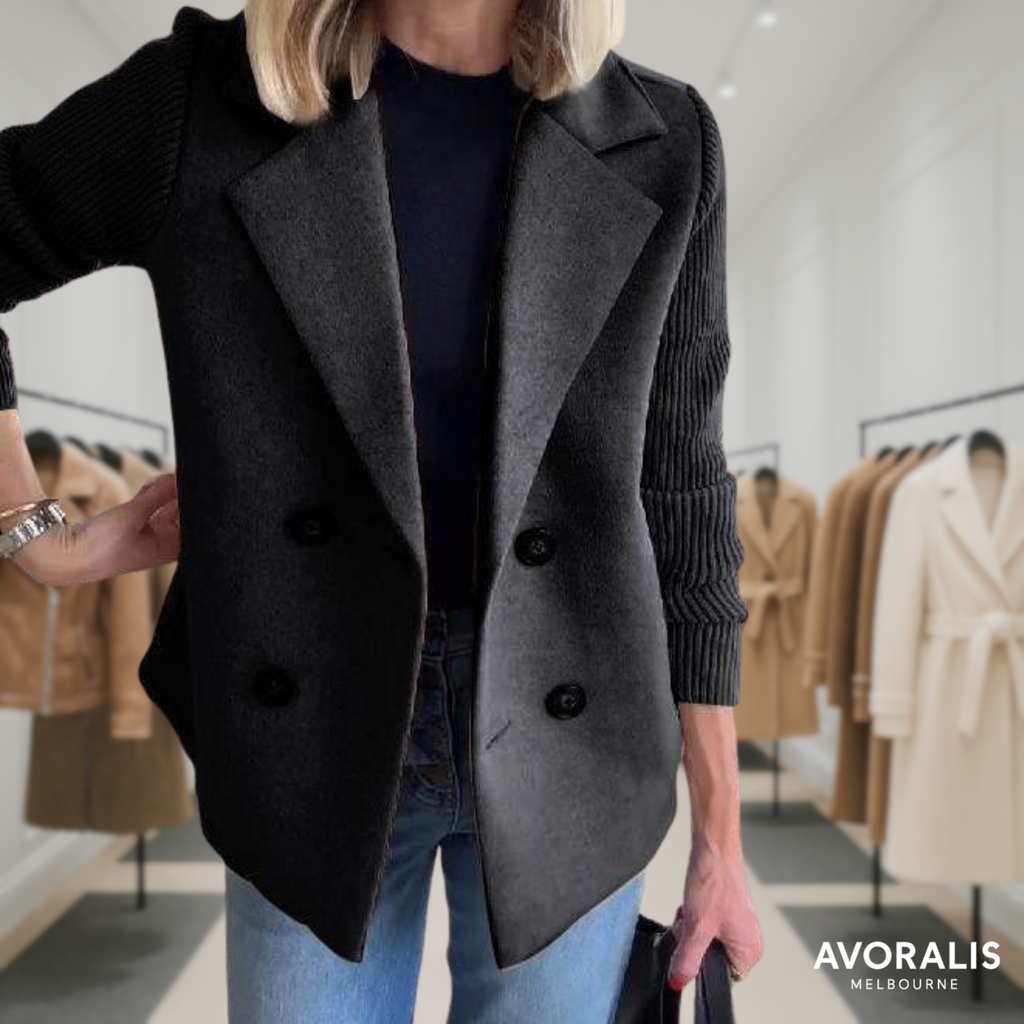 Harper | Button patchwork sleeves casual coat