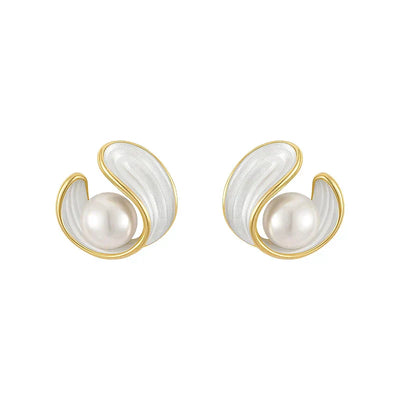 Luxury White Opal Earrings with Pearls Gold