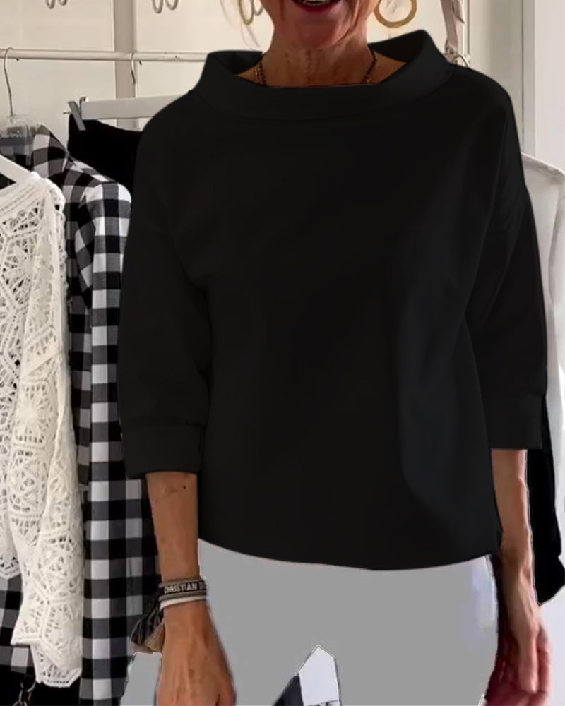 MIRIAM- CASUAL TOP WITH SINGLE-COLOUR LAPEL