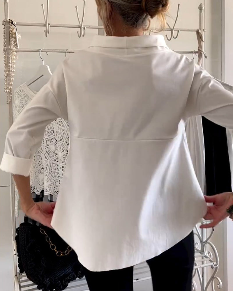 MIRIAM- CASUAL TOP WITH SINGLE-COLOUR LAPEL