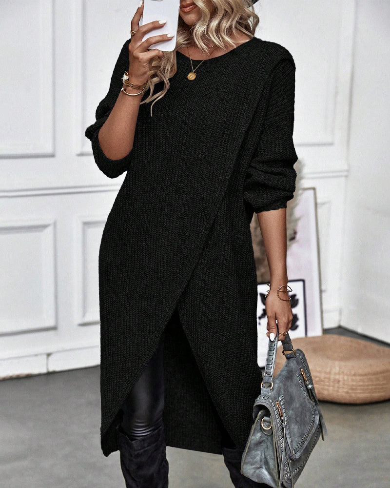 Zahra™ | Solid Colour, Asymmetrical Sweater