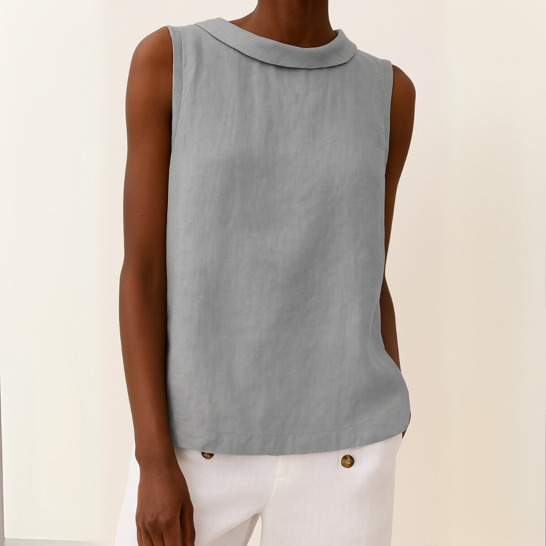 LIVIA I SLEEVELESS LINEN BLOUSE