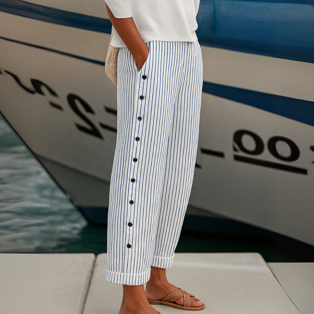 REA | COMFORTABLE STRIPED CASUAL PANTS