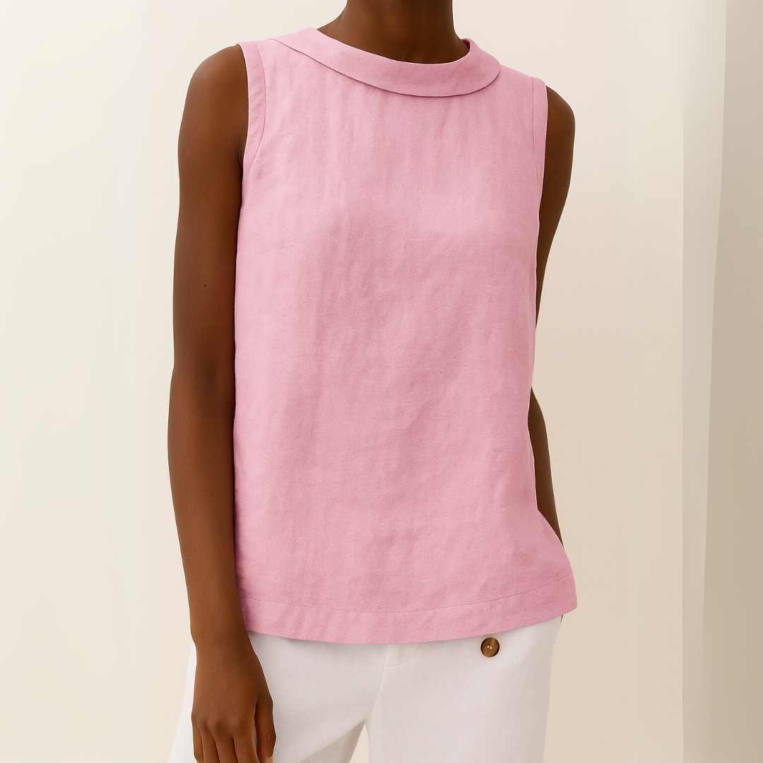 LIVIA I SLEEVELESS LINEN BLOUSE
