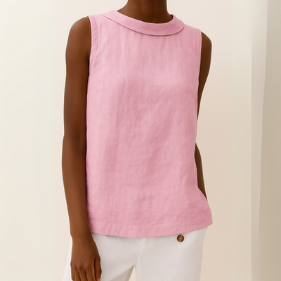 LIVIA I SLEEVELESS LINEN BLOUSE