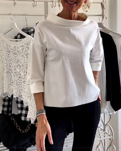 MIRIAM- CASUAL TOP WITH SINGLE-COLOUR LAPEL