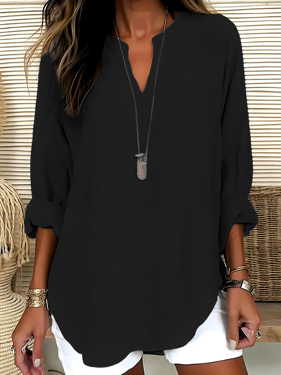 SHAWNA | V NECK AND LONG SLEEVE BLOUSE