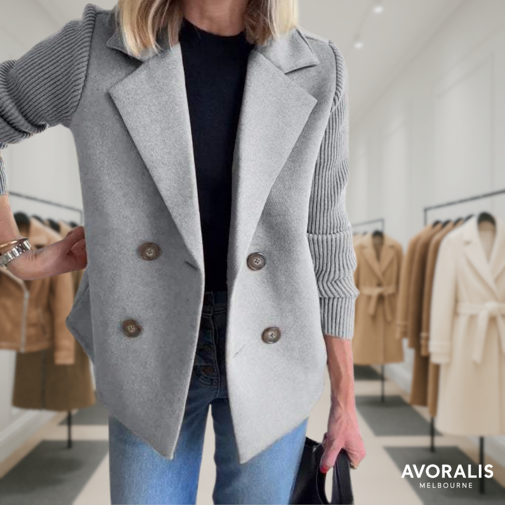 Harper | Button patchwork sleeves casual coat