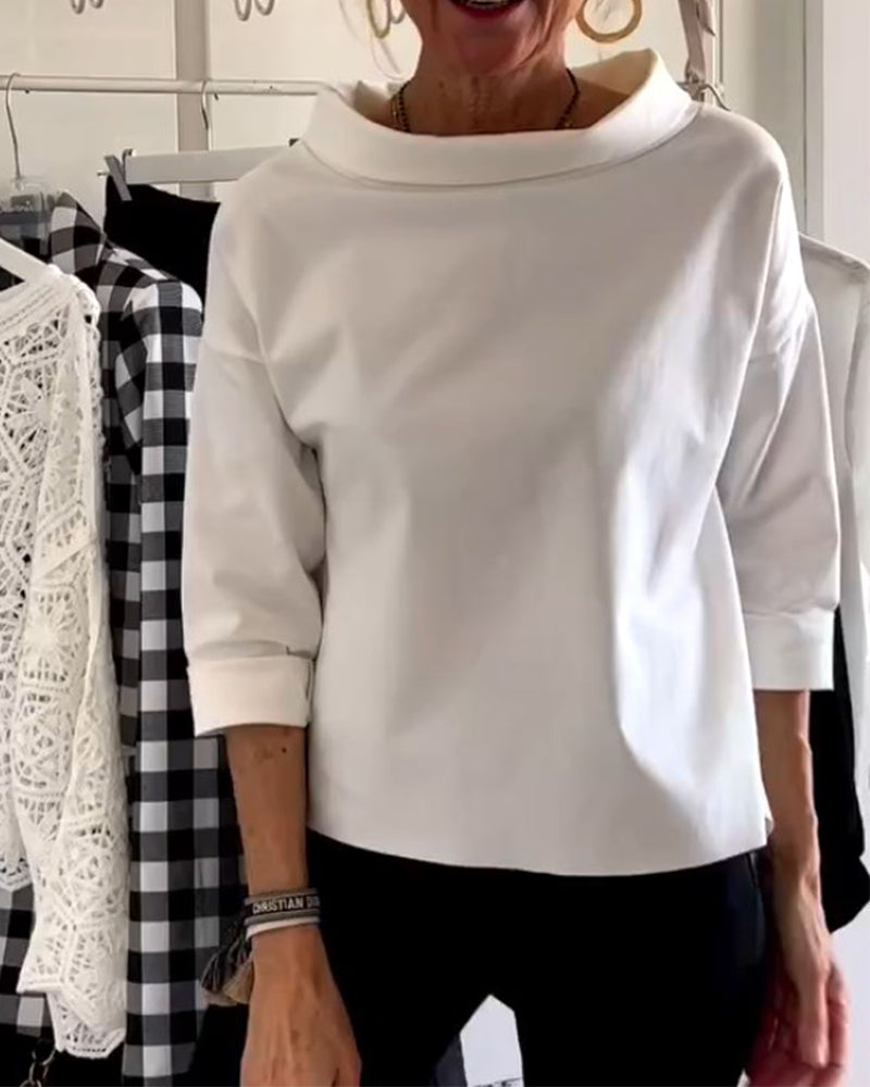 MIRIAM- CASUAL TOP WITH SINGLE-COLOUR LAPEL