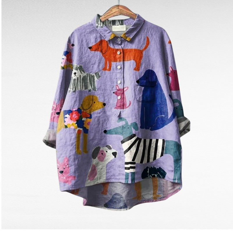 Matilda | Vintage Dog Print Blouse