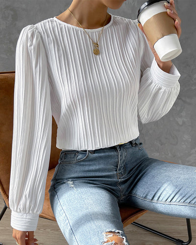 MARY | PLEATED LANTERN SLEEVE TOP FOR WOMEN
