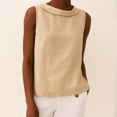 LIVIA I SLEEVELESS LINEN BLOUSE