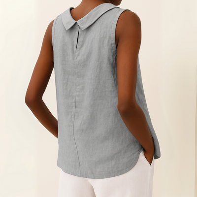LIVIA I SLEEVELESS LINEN BLOUSE