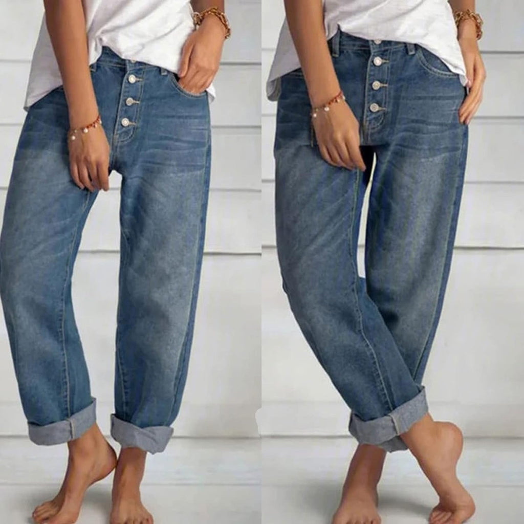 Tessa™ - High-Waisted Buttoned Jeans