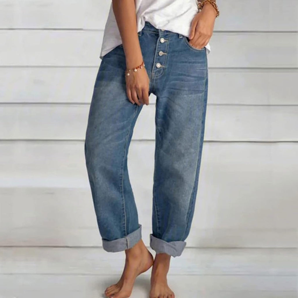 Tessa™ - High-Waisted Buttoned Jeans