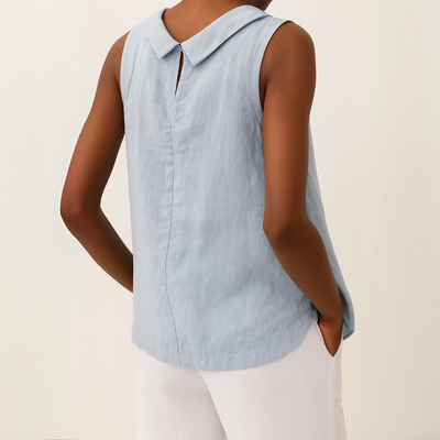 LIVIA I SLEEVELESS LINEN BLOUSE