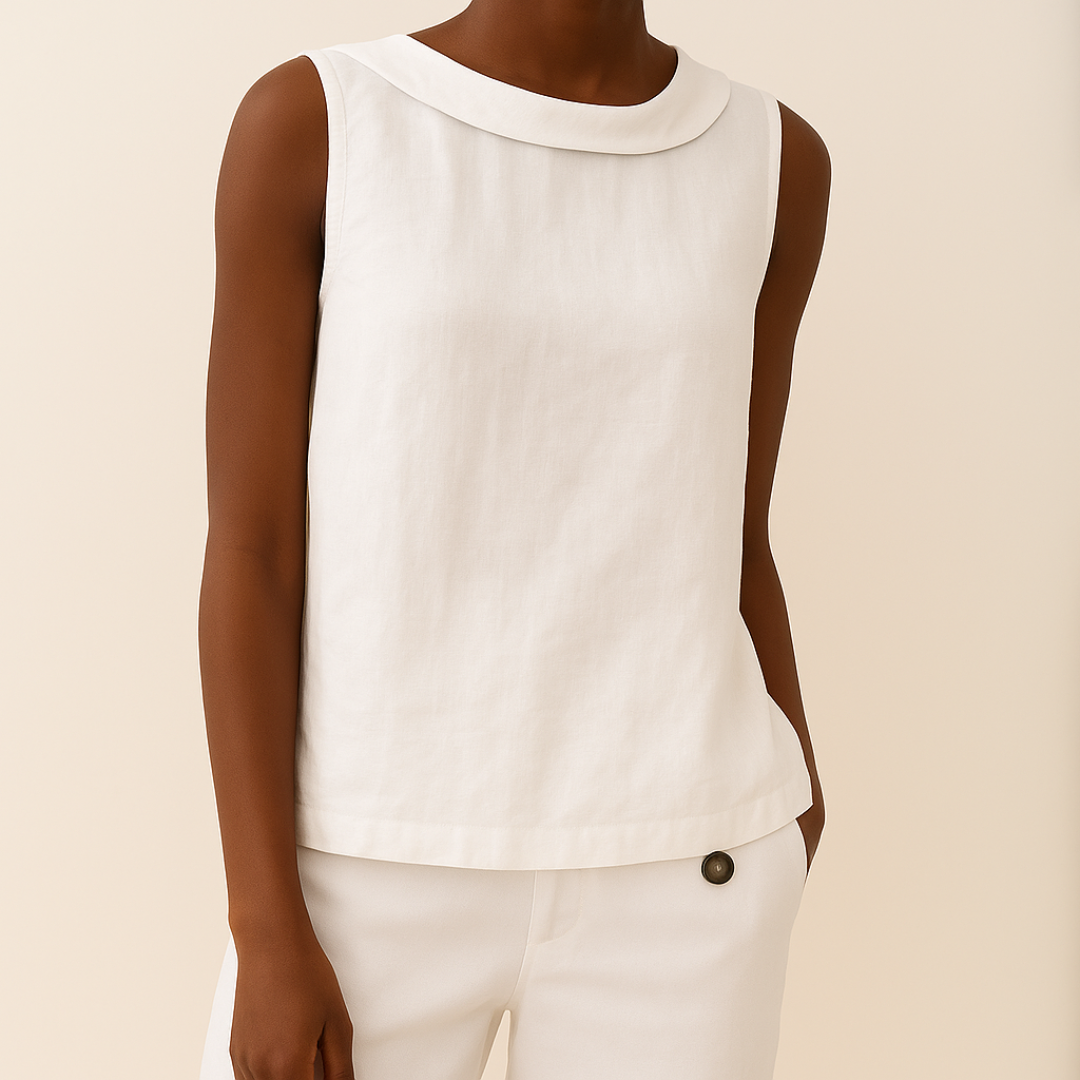 LIVIA I SLEEVELESS LINEN BLOUSE