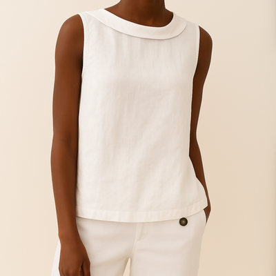 LIVIA I SLEEVELESS LINEN BLOUSE