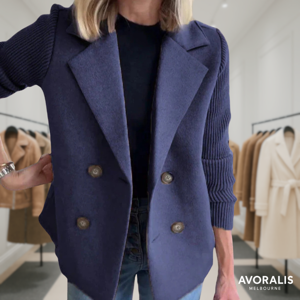 Harper | Button patchwork sleeves casual coat