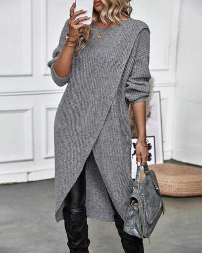 Zahra™ | Solid Colour, Asymmetrical Sweater