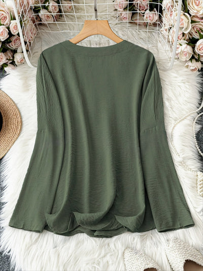 SHAWNA | V NECK AND LONG SLEEVE BLOUSE