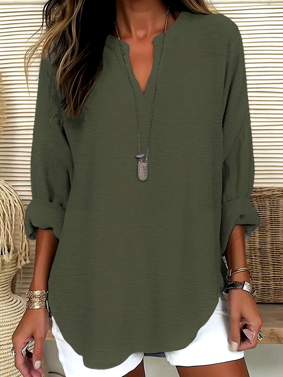 SHAWNA | V NECK AND LONG SLEEVE BLOUSE