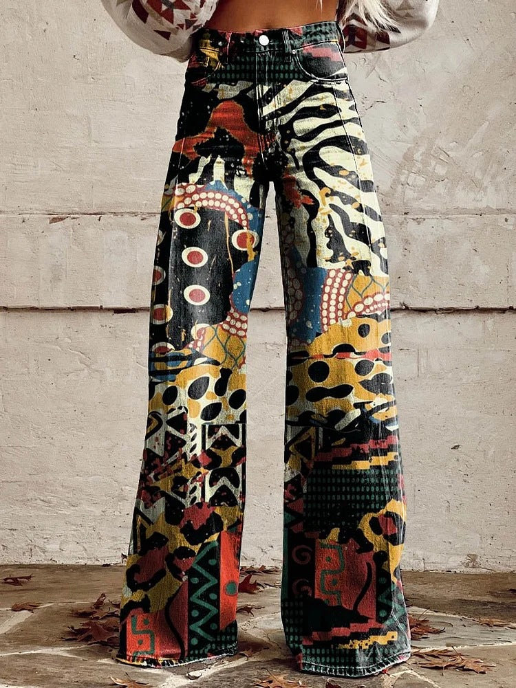 Eden - High-Waisted Flared Wide-Leg Denim Pants