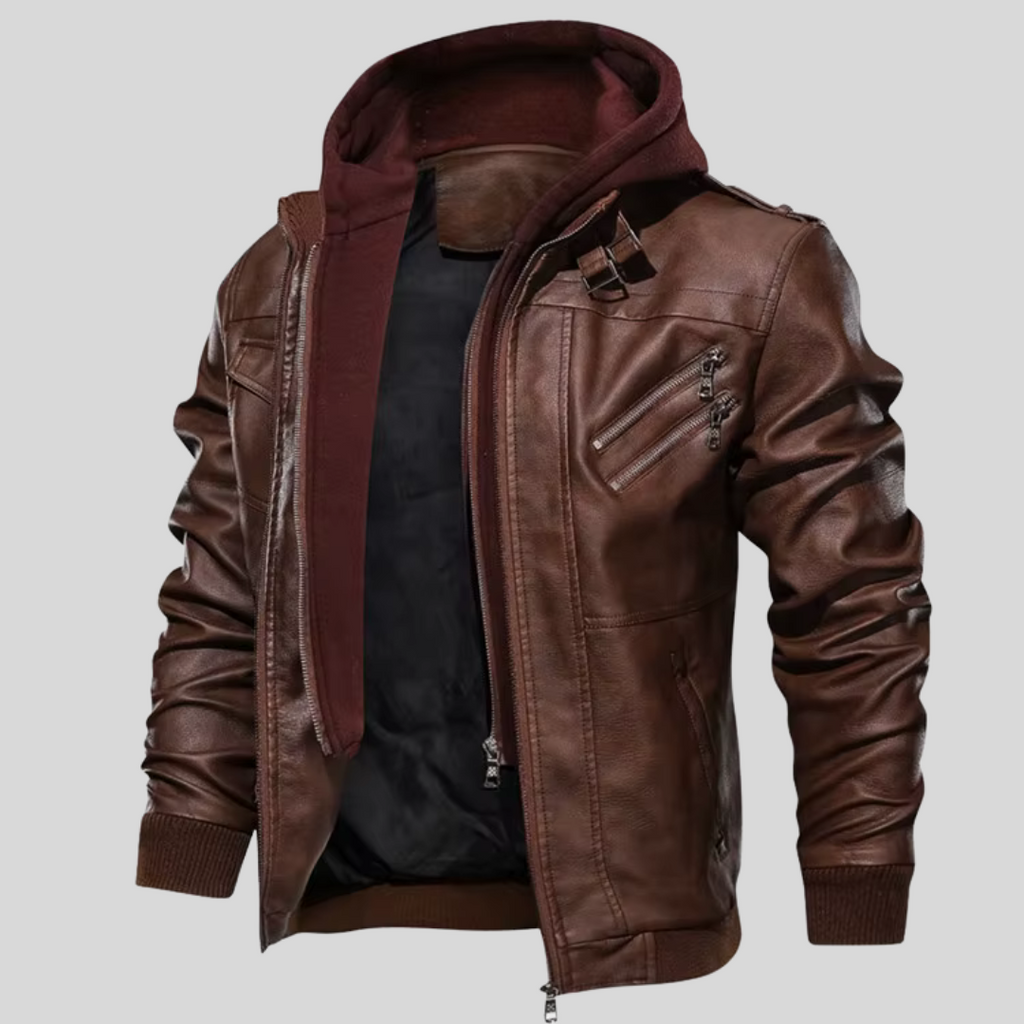 BARI™ | LEATHER JACKET WITH REMOVABLE HOOD