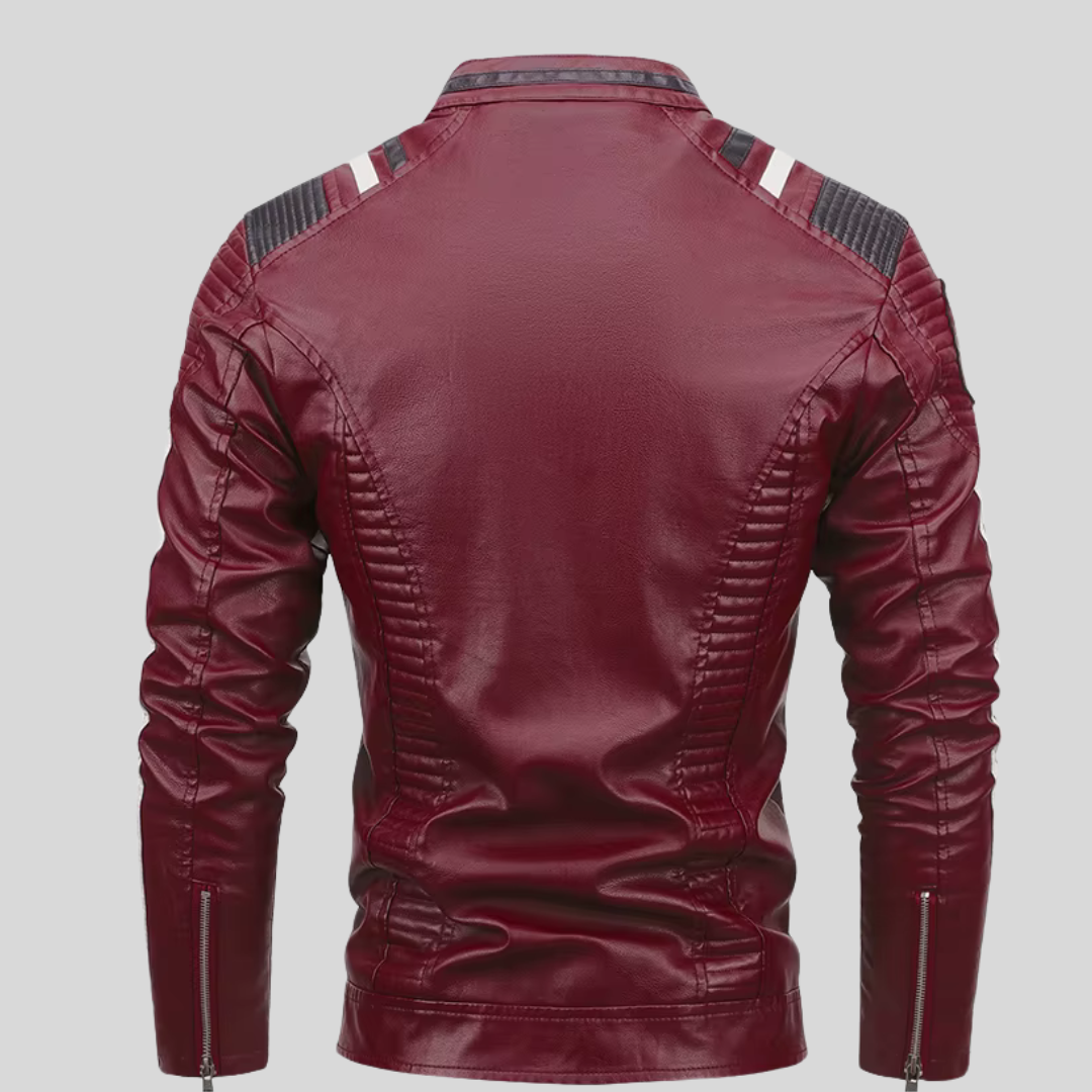 BARESI™ | BURGUNDY MOTORCYCLE JACKET