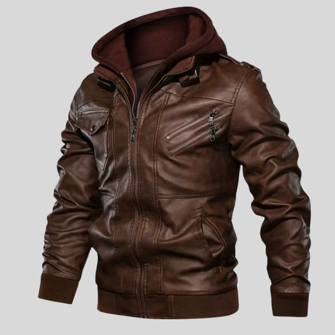 BARI™ | LEATHER JACKET WITH REMOVABLE HOOD