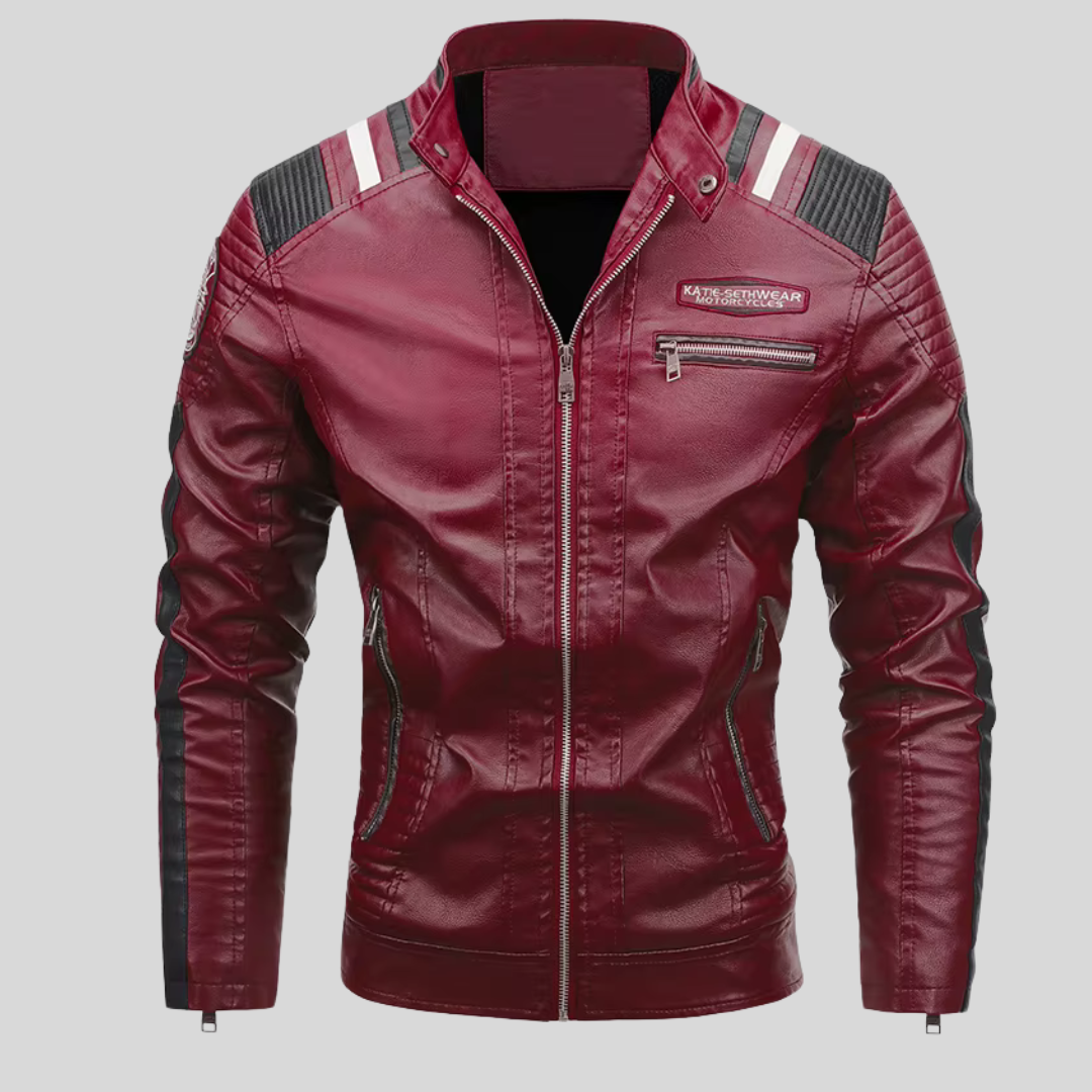 BARESI™ | BURGUNDY MOTORCYCLE JACKET