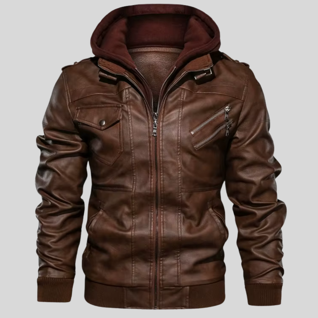 BARI™ | LEATHER JACKET WITH REMOVABLE HOOD
