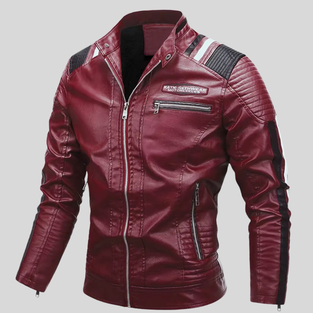 BARESI™ | BURGUNDY MOTORCYCLE JACKET