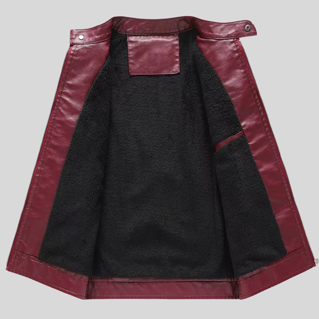 BARESI™ | BURGUNDY MOTORCYCLE JACKET