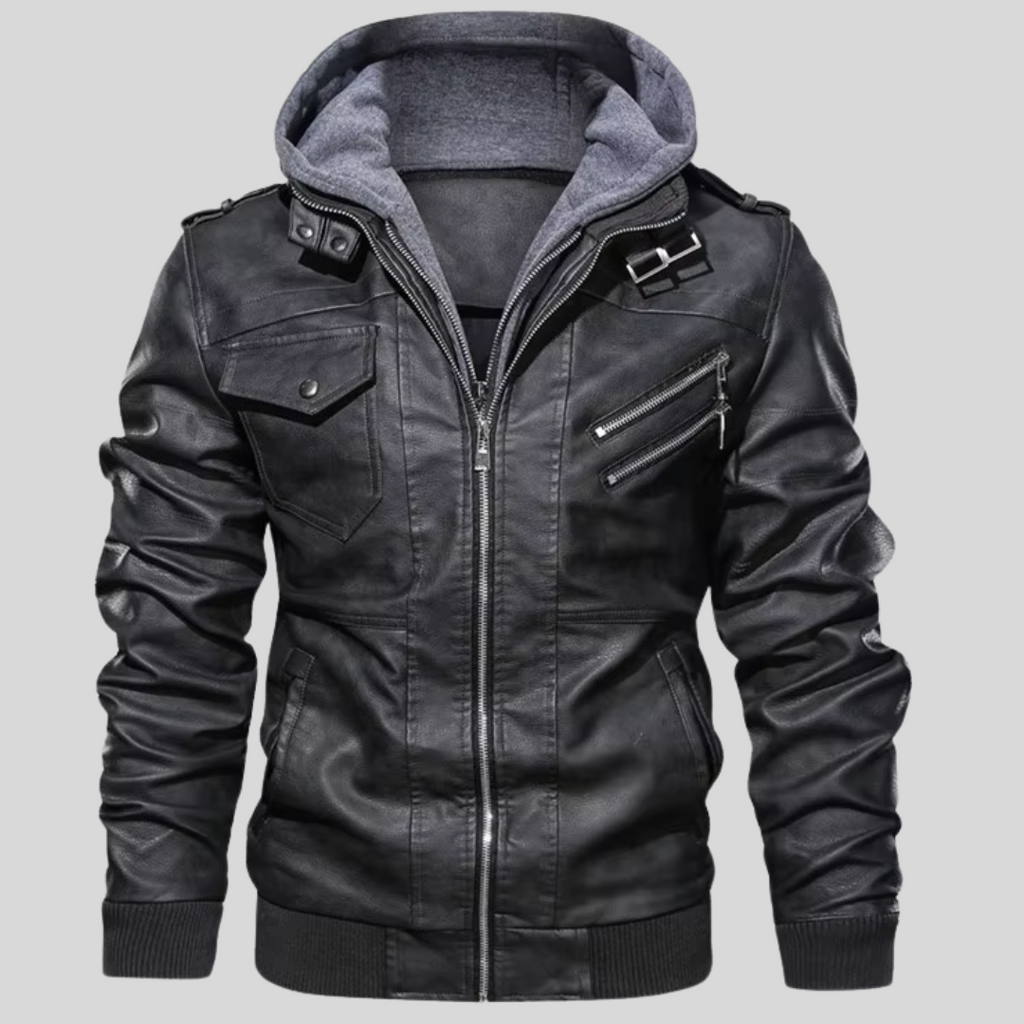BARI™ | LEATHER JACKET WITH REMOVABLE HOOD