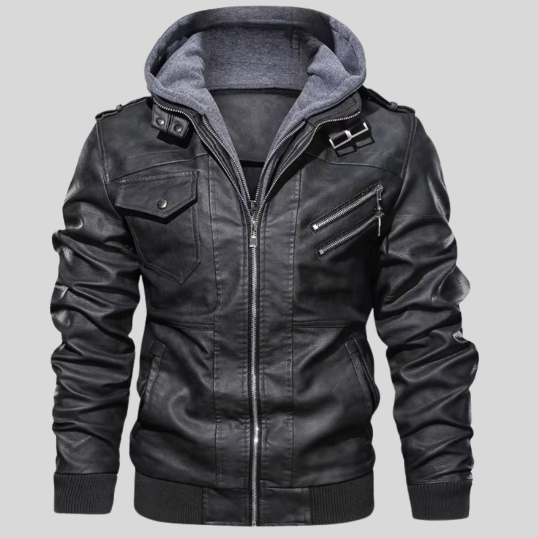 BARI™ | LEATHER JACKET WITH REMOVABLE HOOD