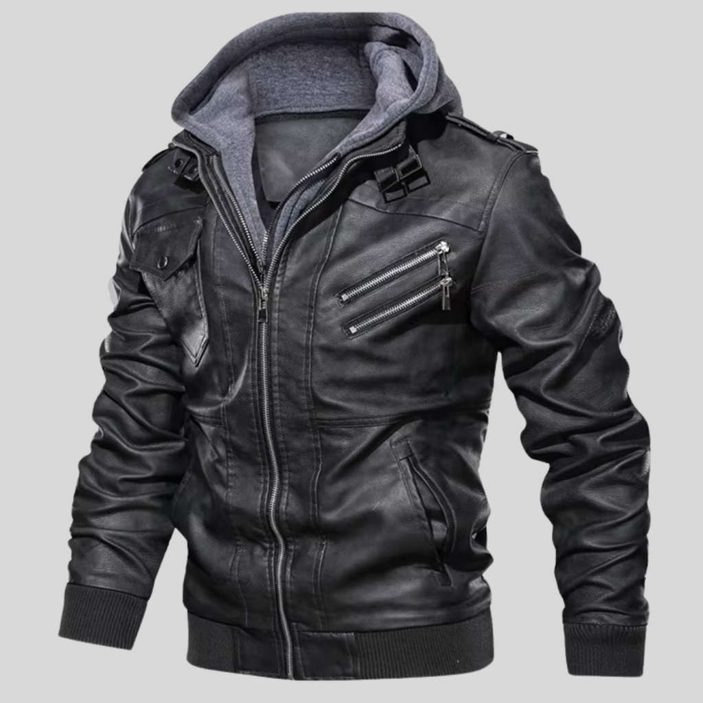 BARI™ | LEATHER JACKET WITH REMOVABLE HOOD