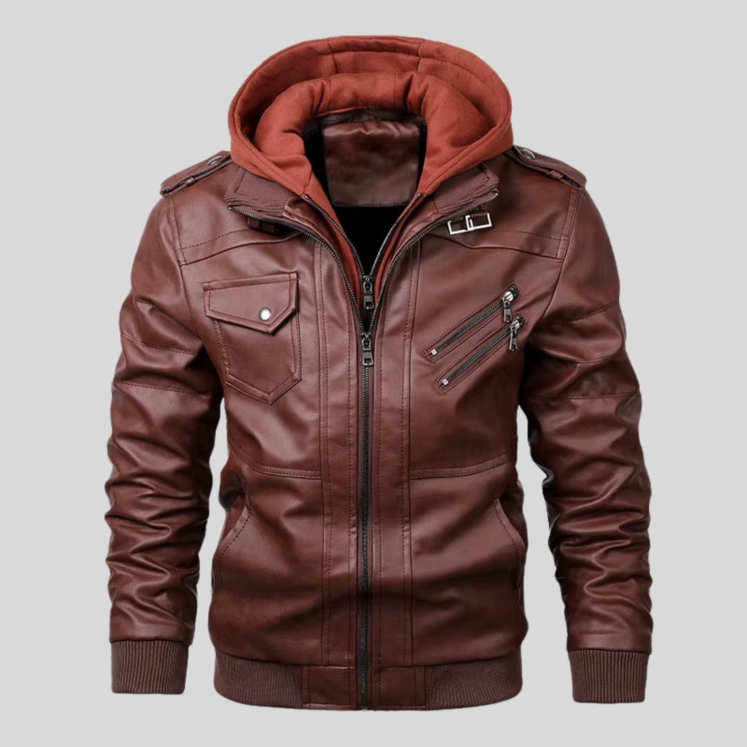 BARI™ | LEATHER JACKET WITH REMOVABLE HOOD