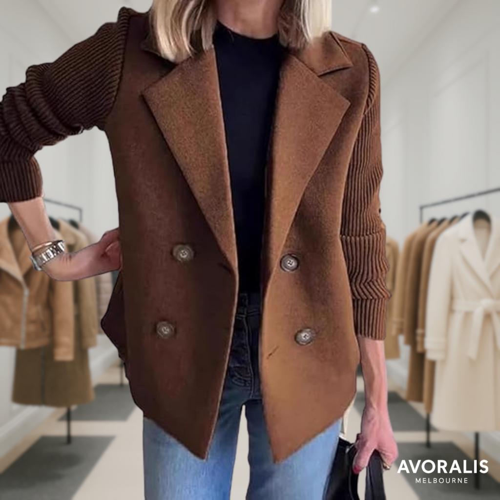 Harper | Button patchwork sleeves casual coat