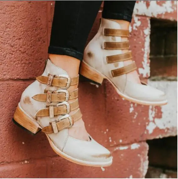 Vintage Buckled Leather Heels