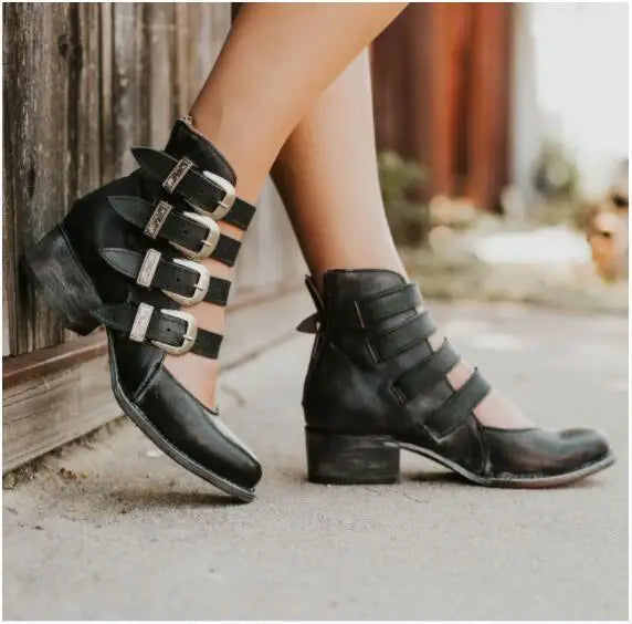 Vintage Buckled Leather Heels