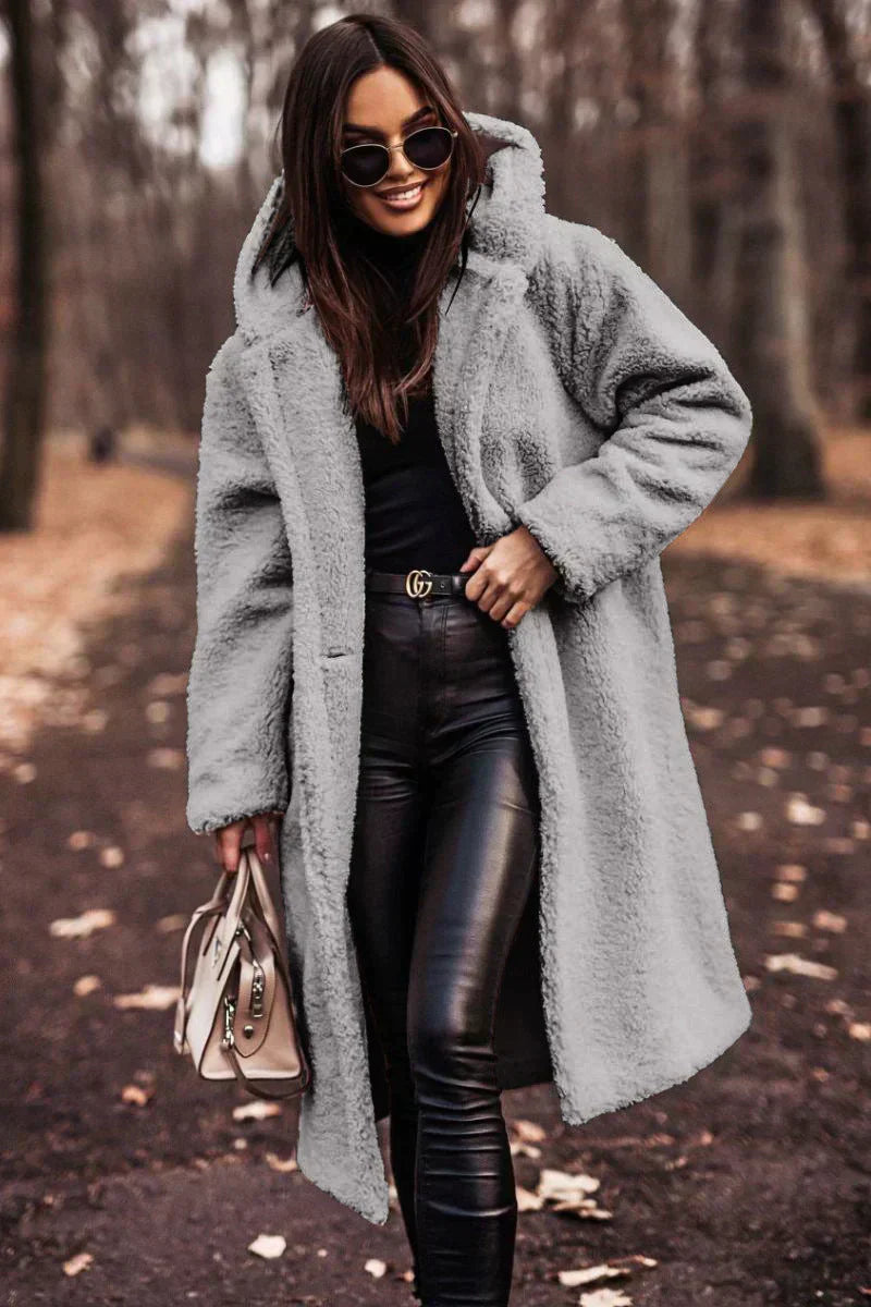 Nina Long Teddy Coat - Trendy Winter Comfort & Luxury Wool Blend