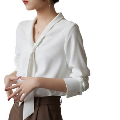 QUINN I LONGSLEEVE BOW-TIE BLOUSE