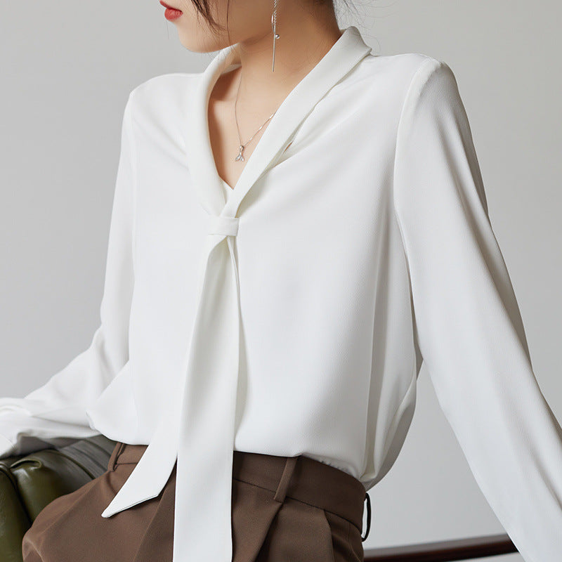 QUINN I LONGSLEEVE BOW-TIE BLOUSE
